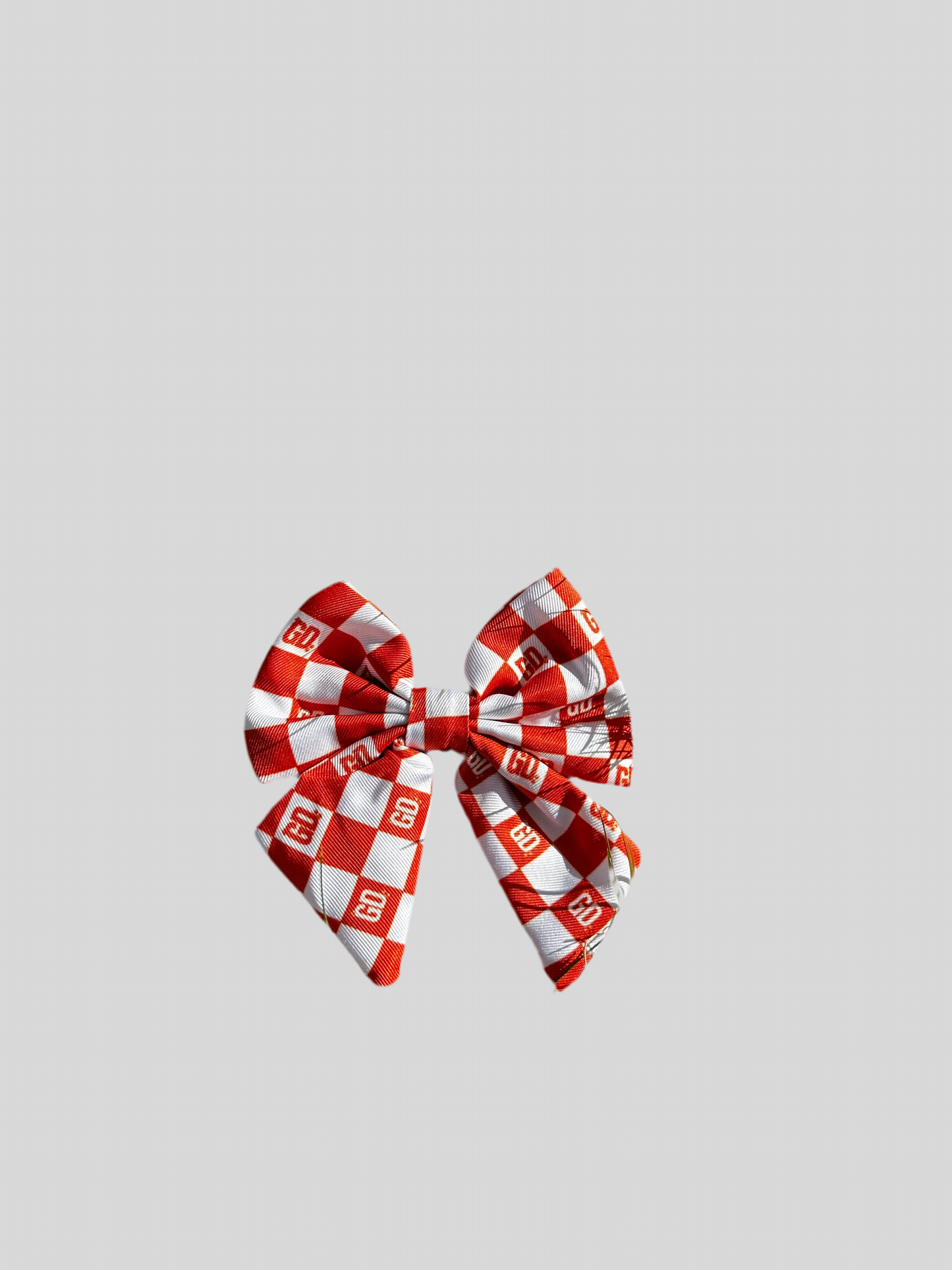 Orange Checkered Sailor Bow
